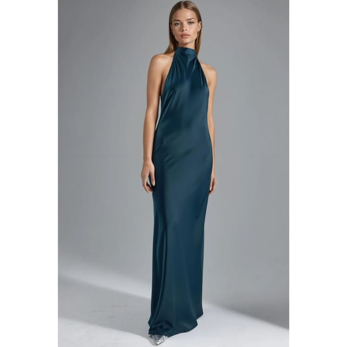 Halterneck Satijnen Maxi Jurk