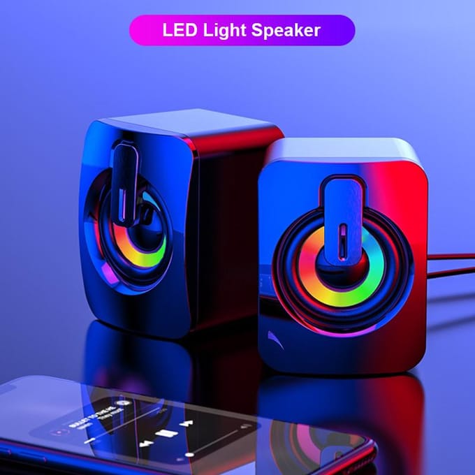 Nieuwe Leuke Computer Speaker LED Mini Speaker HIFI Surround Stereo Subwoofer Microfoon USB Bedrade Luidspreker Desktop Speaker 1 Paar without LED