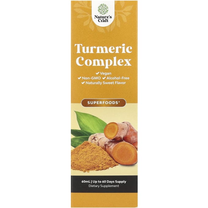 Nature's Craft, Complexe de Curcuma, Sans Alcool, Naturellement Sucré, 60ml