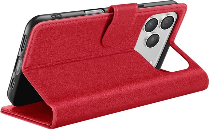 Zanae, Hoesje geschikt voor iPhone 17 Pro Max - Wallet Case & Magneetsluiting, Rood