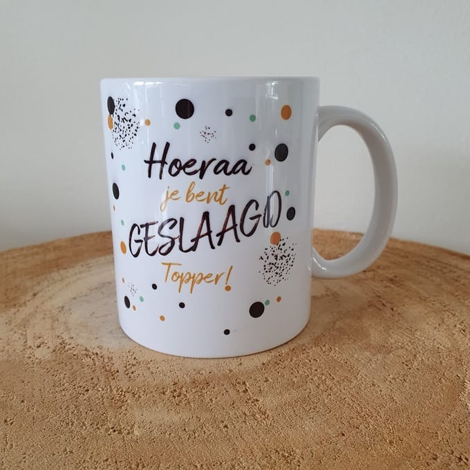 Beker - Hoera, je bent geslaagd topper - Geslaagd - Cadeau