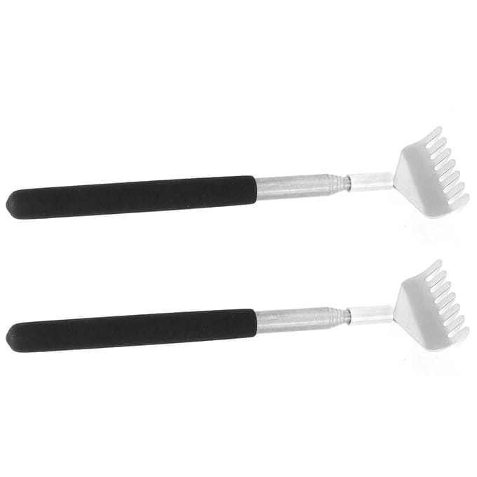 2 Stuks Uitschuifbare Rugkrabber Draagbaar Roestvrijstalen Krabgereedschap 20?68cm gray