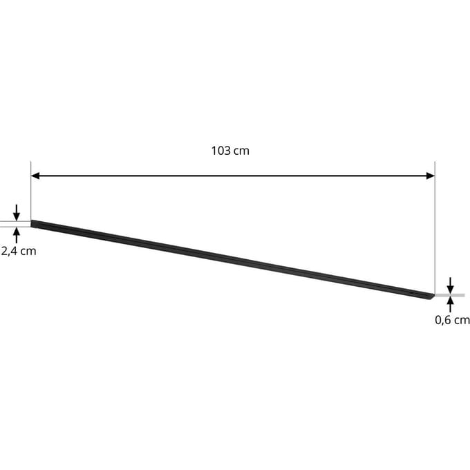 Lindby stroomrail Lumaro, zwart, aluminium, lengte 103 cm