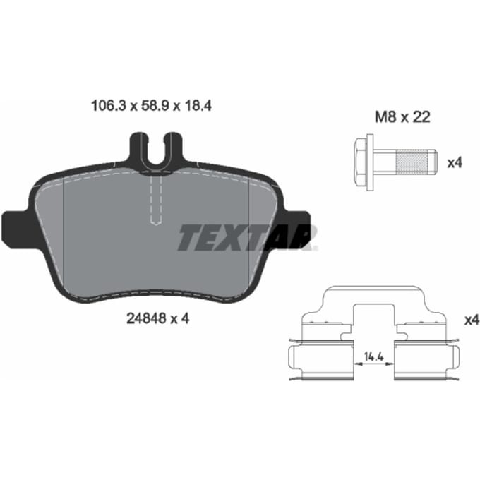 Remblokset TEXTAR 2484801, achter