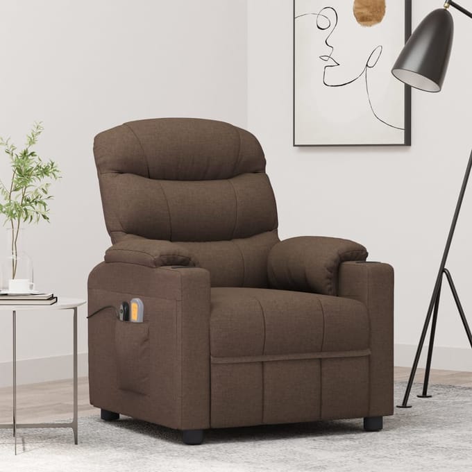 vidaXL - Massagestoel - elektrisch - verstelbaar - stof - bruin