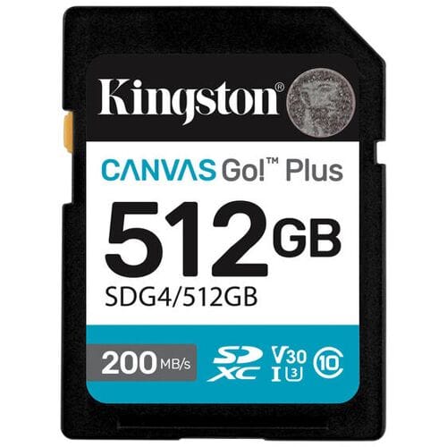 Kingston Technology Canvas Go! Plus 512GB SDXC Canvas Go Plus Gen4 200MB/s C10 UHS-I U3 V30
