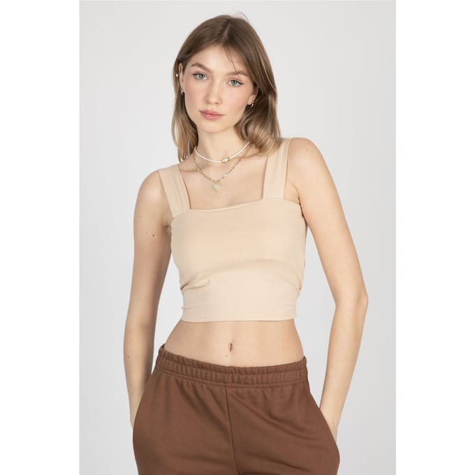 Vierkante Hals Basic Crop Top