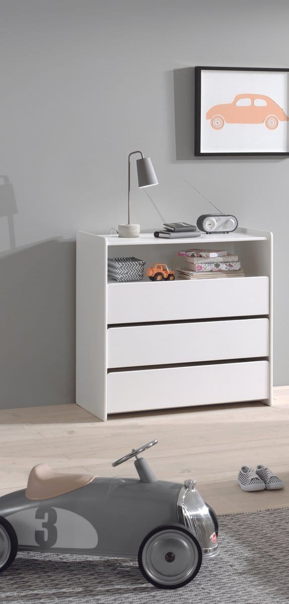 LUCEVI - Kiddy Commode 3 Laden - Wit - 90x47 cm