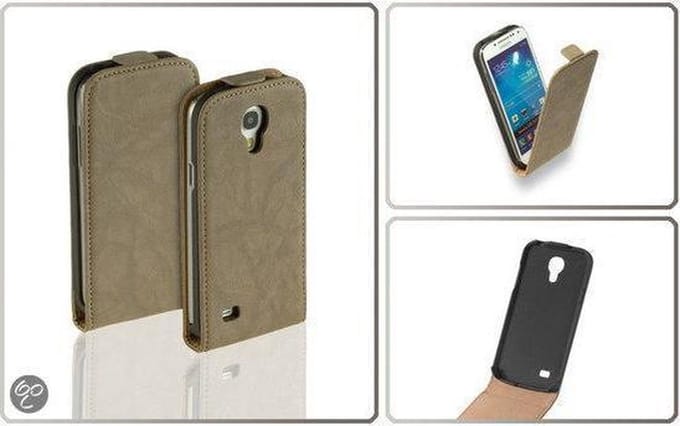 Vintage Flip Case Leder Cover Hoesje Samsung Galaxy S4 Mini i9190 Creme