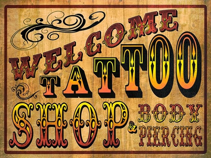 Signs-USA - Tattoo Sign - metaal - Tattoo - Welcome - 30 x 40 cm