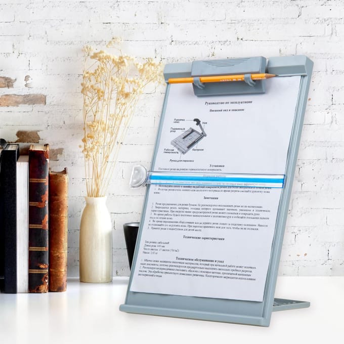JIELISI A4 support de lecture porte document de bureau avec pince réglable support de lecture de documents pour gris