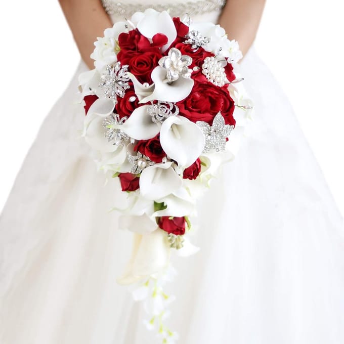 Bruidsboeket met Calla Lelies en Rozen | 28 cm Bruiloft Decoratie