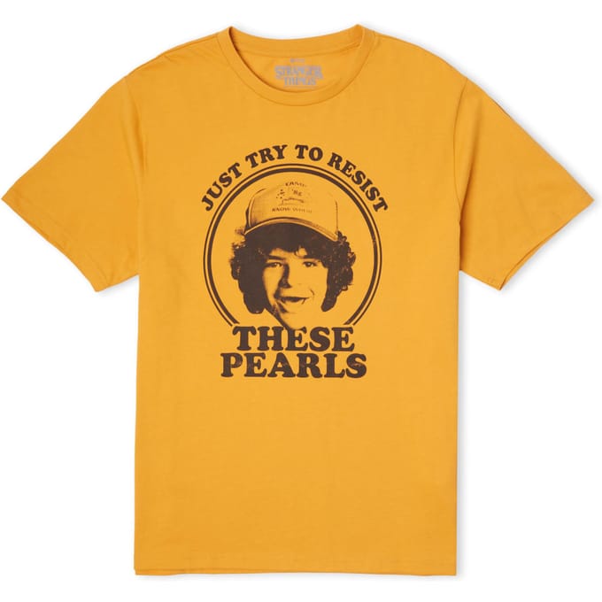 Stranger Things Dustin's Pearls Men's T-Shirt - Mustard - XL
