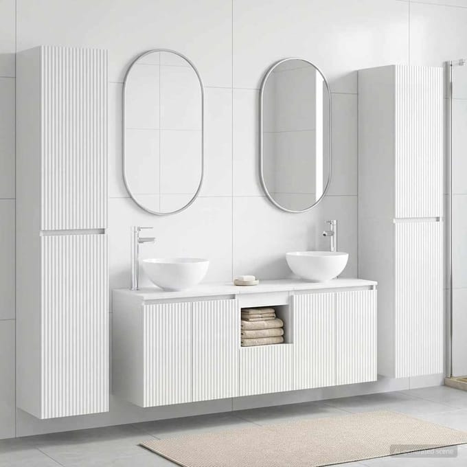 vidaXL - Badkamermeubel - Set - 5 - st - Hoogglans - Wit - 33 - x - 34,5 - x - 160 - cm