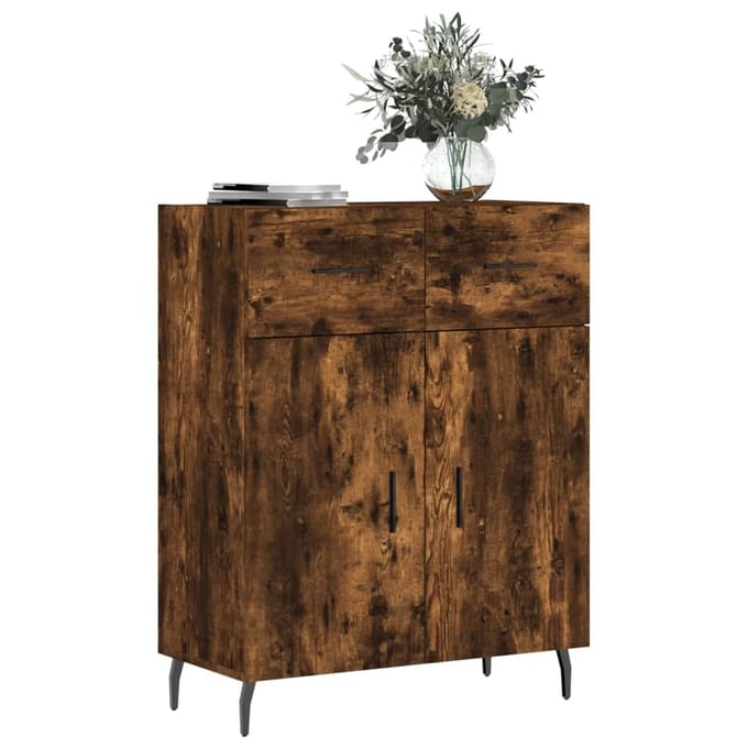 vidaXL - Dressoir - 69,5x34x90 - cm - bewerkt - hout - gerookt - eikenkleurig