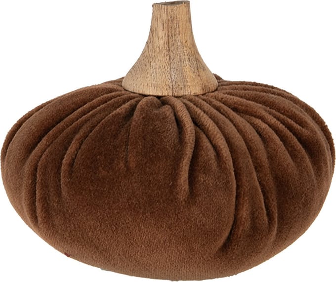Clayre & Eef Decoratie Pompoen Ø 12x10 cm Bruin Polyester Herfst decoratie