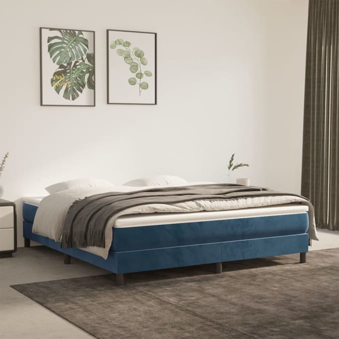 vidaXL - Pocketveringmatras - medium - 160x200x20 - cm - fluweel - donkerblauw