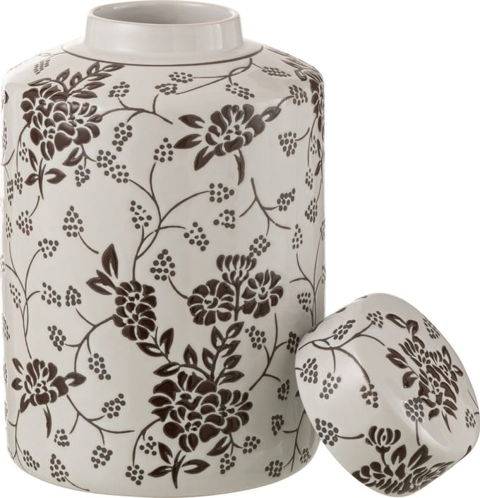 J-Line urne decoratief Zen - porselein - wit/zwart - large