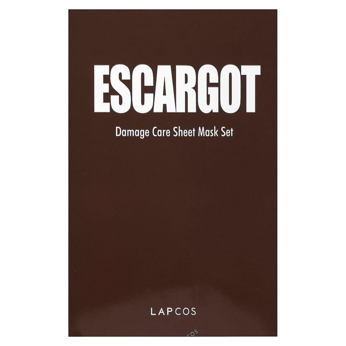 Lapcos, Escargot Damage Care Sheet Mask Set, 5 sheets, 27ml (0.91fl oz) each black