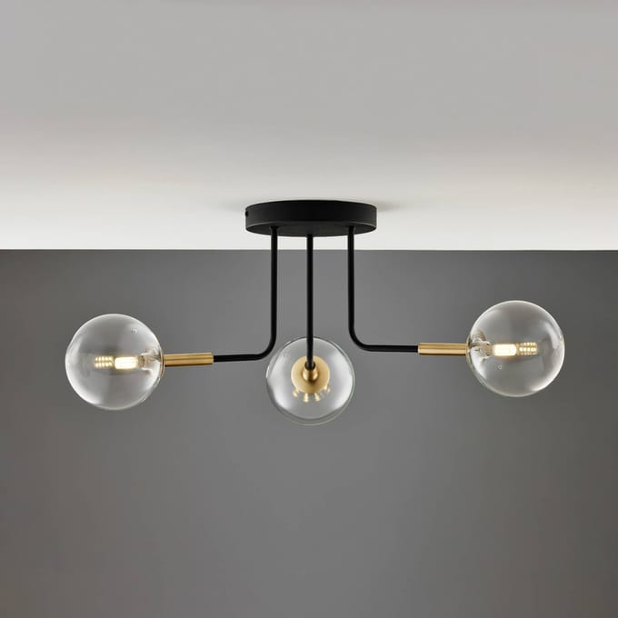Jupiter Plafondlamp Burano, 3-lamps, zwart, glas, 31 cm hoog, G9