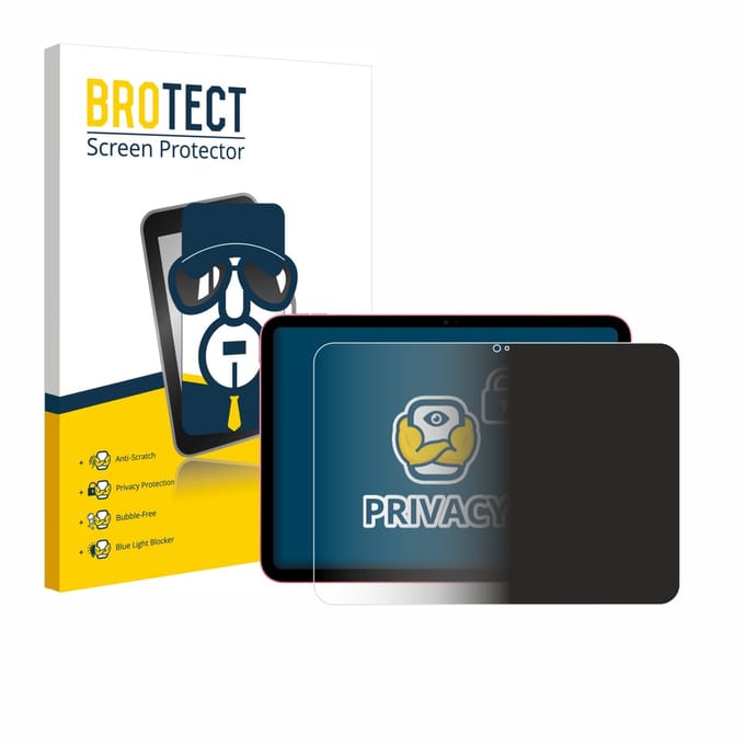 BROTECT - privacy screenprotector voor Apple iPad 10.9" WiFi 2022 (10. Gen.) - Folie Beschermfolie Blauwlichtfilter