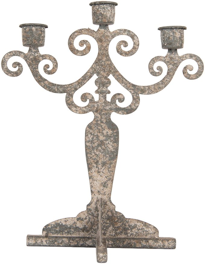 Clayre & Eef Kandelaar 26x16x35 cm Grijs Metaal