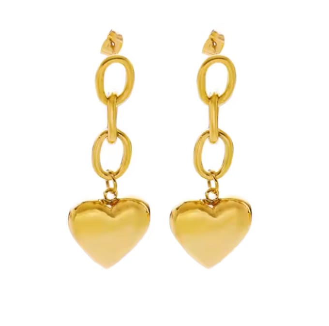 Romantic Hearts Link Earrings Gold 14K
