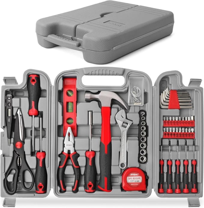 Gereedschap Set - Handgereedschap Koffer - Klus Klussen - 56 Delig - Compact Formaat - Rood