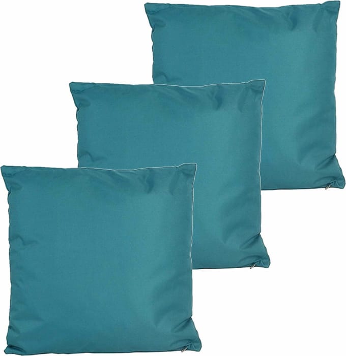 Anna's collection buitenkussen - 3x - petrol blauw - 60 x 60 cm - binnen/buiten