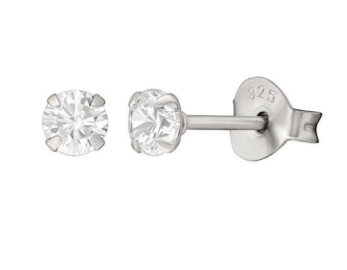 La Rosa Princesa Oorbellen Zilver 4mm - met kristal steentjes