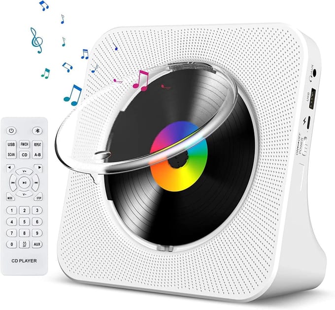 Draagbare CD-speler met Bluetooth - Wandmontage en Hifi-luidspreker met LCD-display