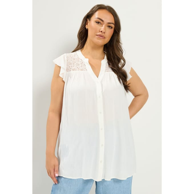 Yours Witte Blouse Met Kanten Details Size 46