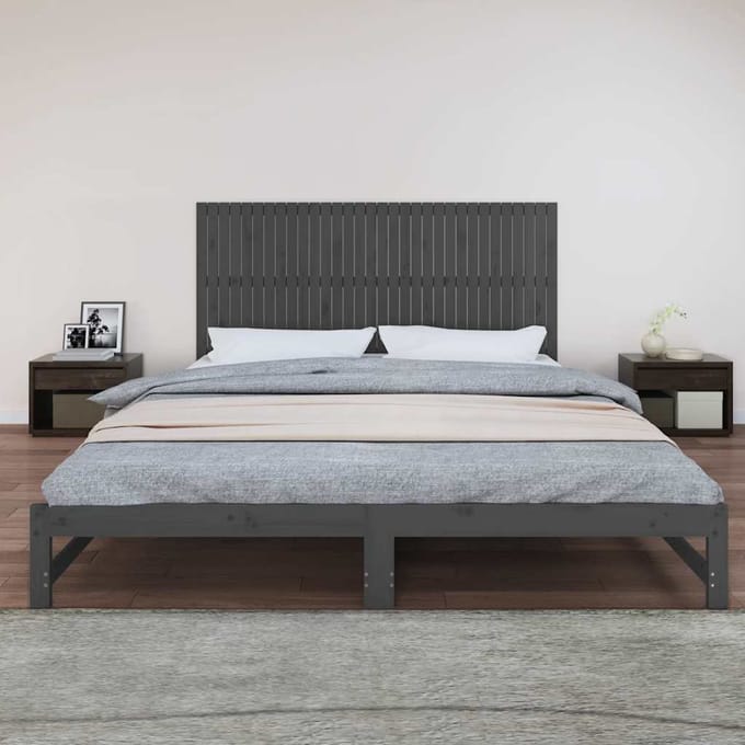 vidaXL - Wandhoofdbord - 204x3x90 - cm - massief - grenenhout - grijs