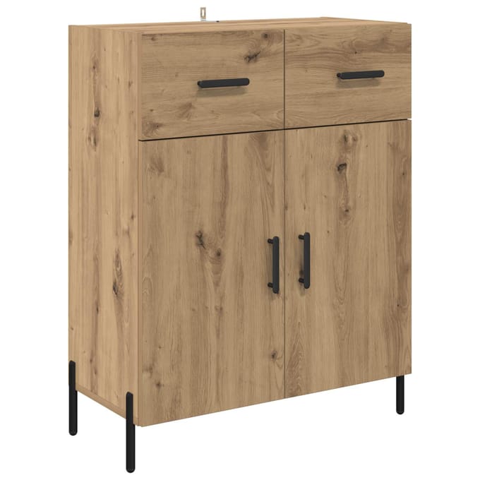 vidaXL - Dressoir - Artisan - Eiken - 69,5 - x - 34 - x - 90 - cm - Bewerkt - hout