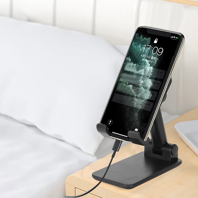 Support de bureau réglable Support Pliable Face Miroir pour Téléphone Mobile Tablette Noir noir