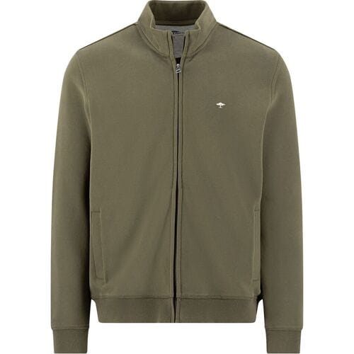 Fynch-Hatton Vest Uni Color Full Zip Cotton Sweat Donker Khaki / male