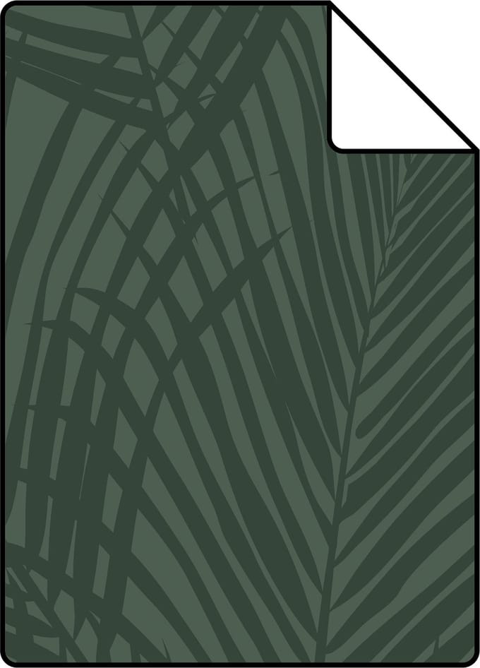 Proefstaal ESTAhome behang palmbladeren donkergroen - 26.5 x 21 cm - 139303-S