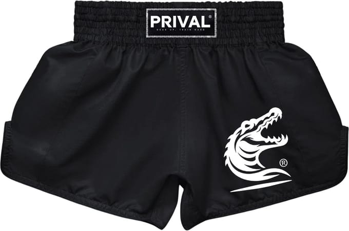 Prival Kickboksbroek – Muay Thai Shorts – Unisex – Zwart – M