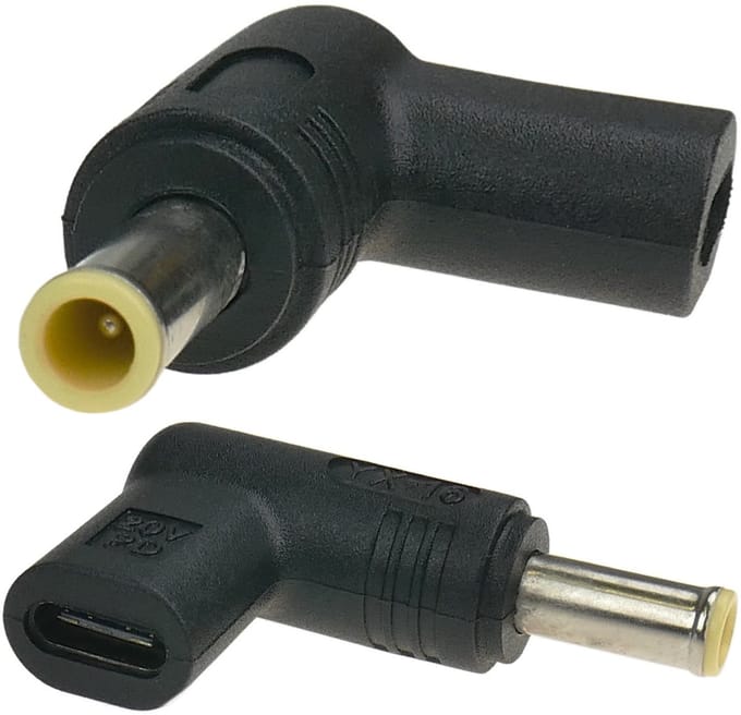 POLION Serie - USB-C Adapter - 5,5x3,0mm + Pin - Voor Laptops - 100W - CE-gecertificeerd