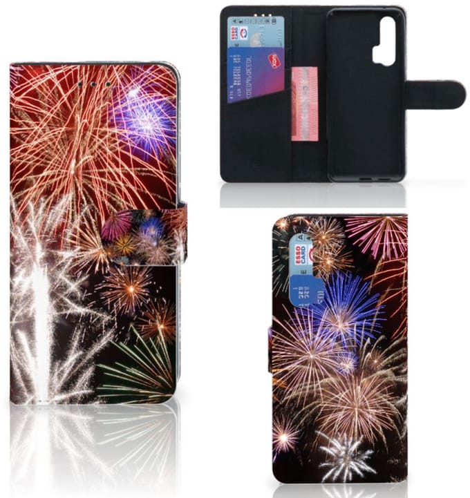 Honor 20 Pro Wallet Case met Pasjes Vuurwerk