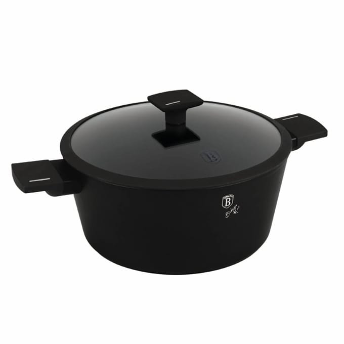 Gietijzeren pan met deksel 28cm 6.1L Mat Zwart
