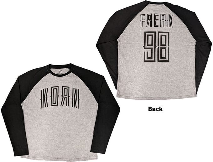 Korn - Freak '98 Raglan T-shirt - S - Zwart/Grijs