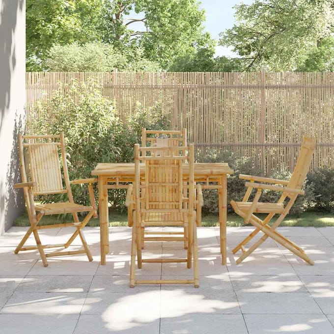 vidaXL - Opklapbare - stoelen, - 4 - stuks, - 53x66x99 - cm, - bamboe