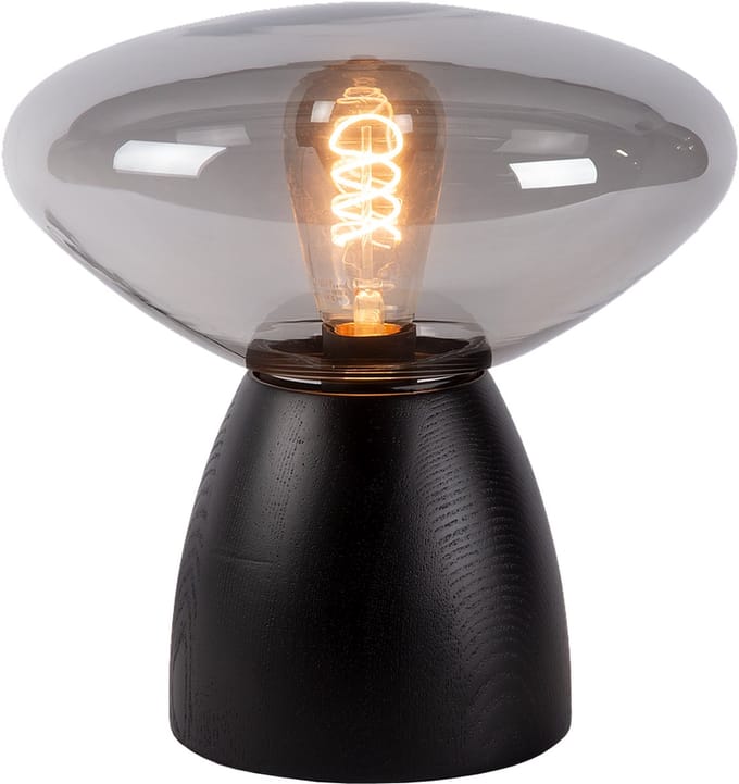 Atmooz - Tafellamp Cannes - Zwart Eikenhout & Gerookt Glas - Ø 29 cm - E27 - Stijlvol Design