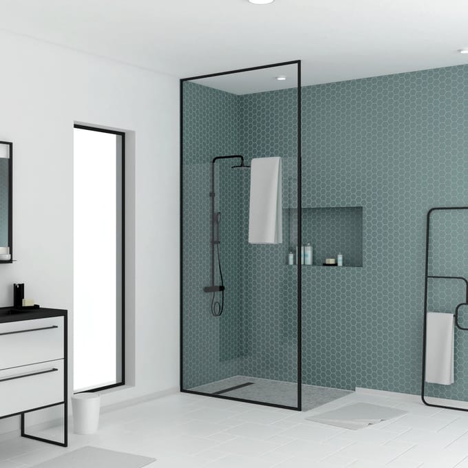 Aurlane - Inloopdouche Expendable 120 X 203-273cm - Zwart Profiel - 6 Mm Helder Glas