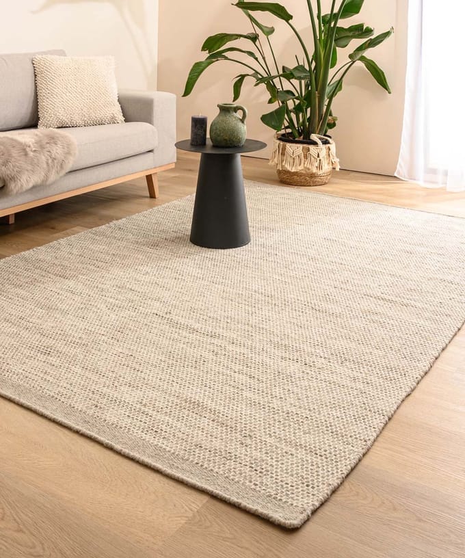 Wollen vloerkleed - Ulstein naturel/grijs 70x140