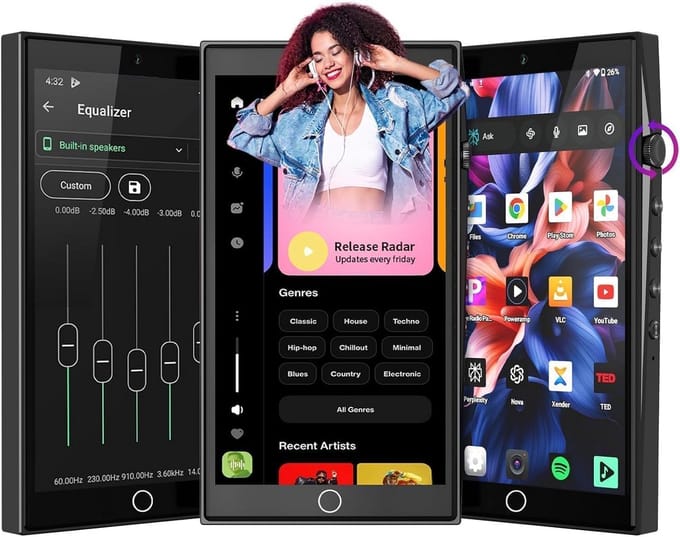 Draagbare Muziekspeler met Groot Touchscreen, Android, WiFi en Bluetooth