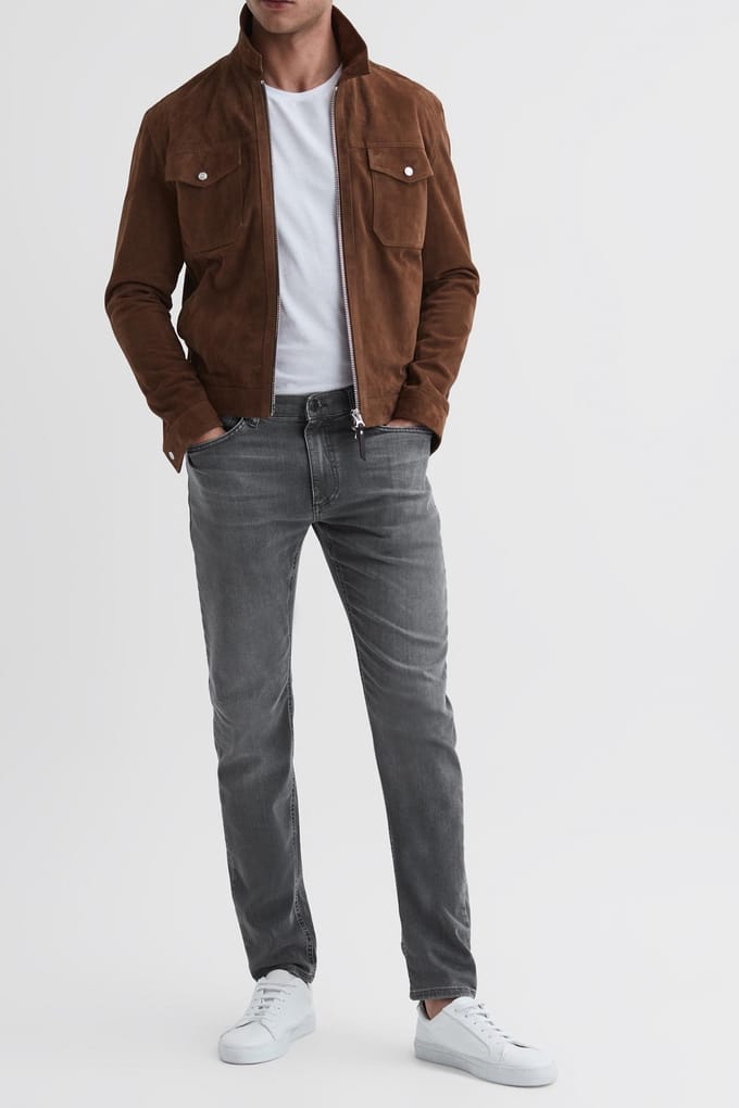 Reiss Harry-jersey Slim Washed Grey Maat: W28R | Slim Jeans Outlet | Heren | Grijs