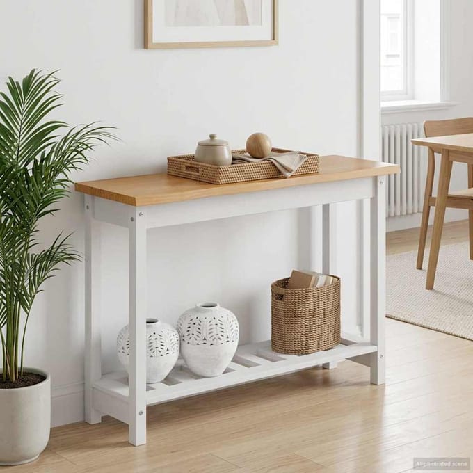 vidaXL - Wandtafel - EKAI - Wit - 112 - x - 35 - x - 76 - cm - Massief - grenenhout