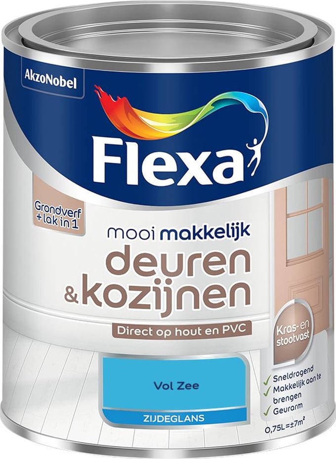Flexa - Mooi Makkelijk Deuren & Kozijnen Zijdeglans - Vol Zee - Mengverf - 750 Ml
